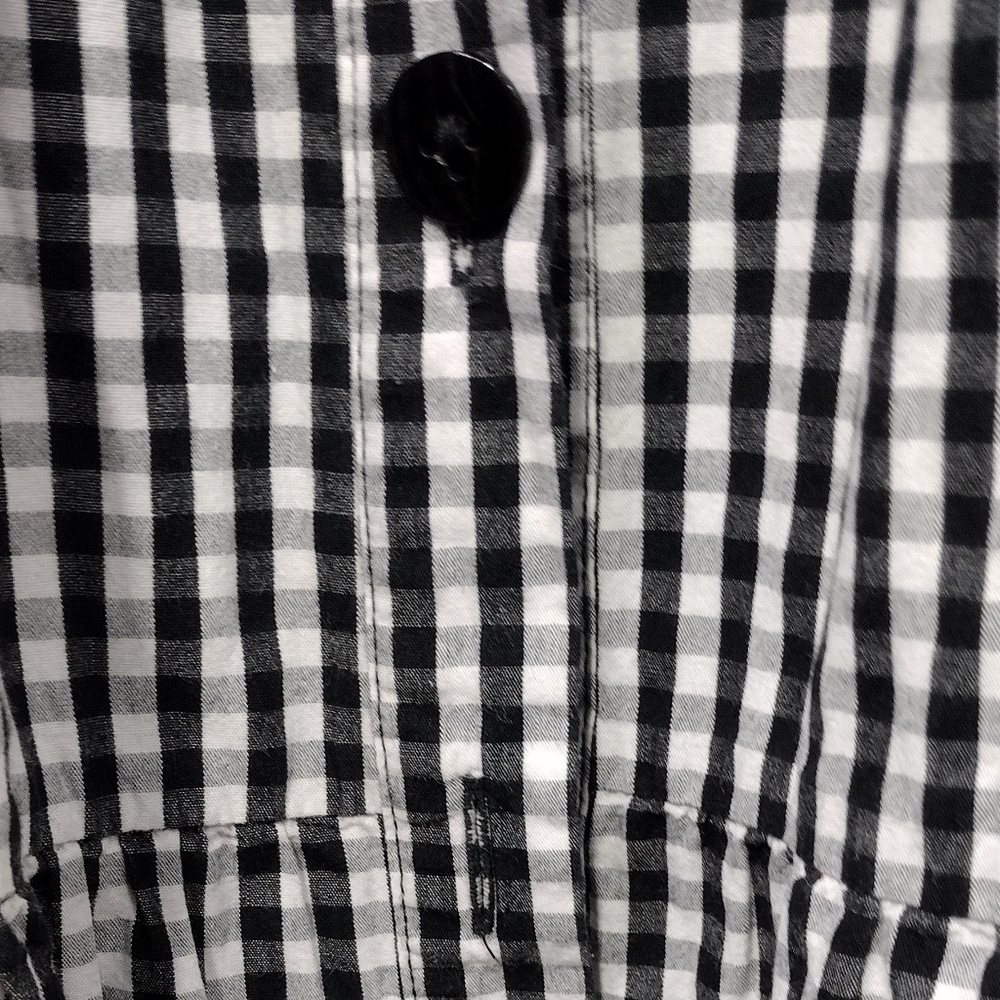 Zara Gingham Tiered Babydoll Dress Women's M Black White Boho Retro 90s Y2K - Picture 7 of 8